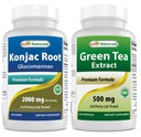 Konjac Glucomannan 根 2000毫克和绿茶