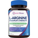 医生的食谱L-Arginine 1000mg、最大剂量、硝酸氧化物生产、血液流动和血管功能、对男女的耐力和劳动支持,120个白板