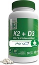 健康 营养 K2 + D3 复合体 → K2 100mcg 作为 MenaQ7 Menaquinone 7 MK7 & D3 1000iu → 3 党试 → 非 GMO(60包)