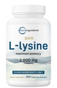 纯L-Lysine2,000mg,300 Veggie Capsules 最大概率,易吸收, 自由形式 → Collagen, Lip, & Immune 支持 → 没有填充器的清洁原料