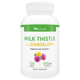 ML Naturals Milk Thetle & Dandelion 提取器 – 250mg Milk Thetle, 100mg Dandelion Root (Per service) 120 卡普尔