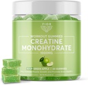 FIOR Creatine Gummy - 最佳Creatine Monohydrate Chewable, 60 Counter, Workout & Protein 补充,认知增强,酸绿苹果 Flavor, 30 services