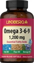 Lindberg Omega 3 6 9 补充 | 1200mg | 90 软糖 | 基本脂肪酸 | 与鱼,法拉士,和博拉吉油 | Non-GMO, Gluten Free