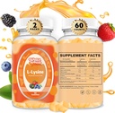 L-Lysine Gummys 1000mg - L-Lysine 儿童与成年人补充剂 - Lip and Cold Sore * 支持女性 - 配有维生素B12的可嚼Lysine Gummys - Vegan, Non GMO, Gluten-Free, 120个伯爵