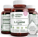 Natural Nutra L Lysine HCl,促进骨质健康与生长,支持皮肤健康,改善维生素C吸收,帮助构建Collagen,改善钙吸收,非GMO,Vegan,500 mg,50 Capsules.