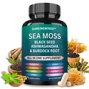 海莫斯高级 - 海莫斯3000mg 黑种子油 2000mg Ashwagandha 1000mg Bladderwrack 1000mg Burdock 1000mg & Vitamin C 维生素 D3 皮发补充剂 | 人和妇女 | 30天 供给盖