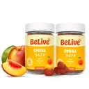 BeLive Organic Omega 3 Gummys - Omega 3 6 9 7 DHA & EPA from Flaxseted Oil & Sea Buckthorn Frue Oil, Vegan, for Kids & Adults, Full Body, Brain & Eight Supports, Sugar Free – Peach → 2-Pack (英语:Peach → Beach → 2-Pack),为儿童与成人,全体,脑与眼睛支持,无糖 – Peach → 2-Pack的DHA & EPA和EP.