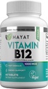 HAYAT 维生素 Vegan 天然维生素 B12 1000 MCG, 能量代谢支持的饮食补充, 2个月供应,全天然,经认证的Halal, 60片,美国制造