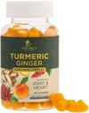 Turmeric Curcumin Supplement Gummys - 95% Curcuminoids with Turmeric & Ginger, Black Pepper for Best Absolute, Nature's Vegan 联合支持, Non-GMO, Gluten Free, Tasty Peach Flavor - 60 Gummys (英语).