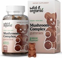 野生和有机蘑菇 Gummys - Lion's Mane, Cordyceps, Turkey Tail, Reishi, Chaga, Maitake - 10in-1 复合体 - 蘑菇补充 Gummys for Immune & Brain Support - 60 Count