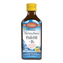 Carlson - 最精细的鱼油+ D3, 1600 mg Omega-3s, 50 mcg (2000 IU) 维生素D3, 液态鱼油和 D3 补充剂, 挪威语, Wild Caught, 可持续源代码, 柠檬, 200 mL (6.7 Fl Oz)