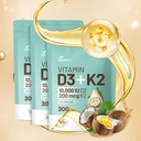 维生素D3 1000 iu + K2(MK-7) 200 mcg, 300 椰油软胶 → 2 in 1 VIT D & K Complex → 支持钙吸收,骨骼,Immune, & 心脏健康 – 容易吞(900 软胶 /3 Bag)