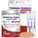 Treatonic Toenail Fungus Treatment Kit: Antifungal Nail Fungus Treatment Extra Strength with 25% Undecylenic Acid (3 Pens) & 32 Night Fungal Nail Patches - Repairs Damaged & Restores Discolored Nails