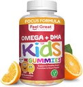 Feel Great Vitamin Co. Feel DHA Gummys for Kids 与Omega 3 6 9 + DHA,Vitamin C + 支持健康脑功能,视觉和心脏健康 → Gluten Free, Vegetarian → 60 Gummys.