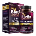 纯度产品 MyBiotin SuperClinic 新5-in-1 Elite Multivitamin + MB40X Biotin Matrix Daily Multi - Thicker Hair 开始于3周 - 40X More Soluble vs 普通毛皮钉 - 120 Tabs