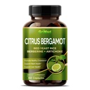 Citrus Bergamot 50:1 提取 20,400mg 与红叶大米,蒜类,Artichoke 健康胆固醇,心脏健康 - 在美国制造(150 count of 1)