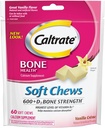 Caltrat 600+D3,钙和维生素D3 Supplement Soft Chews, 600mg (Vanilla Crème Flavor, 60 Counter) (英语).