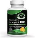 Halalways Omega + DHA Gummys - 三强Omega 3 鱼油 Gummy Vitamins with DHA Fatty Acids, Natural's Heart Health, Orange & Lemon Flavor 认证的Halal 补充品