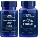 生命延展 睾丸酮 Elite, 30 Vegetarian Capsules + 超前列腺公式, 60 软胶 → 健康前列腺, 睾丸酮生产支持, 男性补充