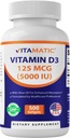 维生素D35000 IU(125 mcg) – 500 迷你软胶橄榄油基公式 – 冷前置 – 500日供应 – 支持骨,肌肉和免疫健康 – 非GMO & Gluten-Free