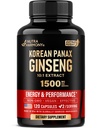 Panax Ginseng 15,000毫克 - 韩国红色Ginseng男性补充剂 - 超强 10:1 摘录 - 能量,焦点,生产力和性能 - 天然与维加大 - 在美国制造 - 120卡普尔,2个月供应量