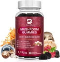 " 蘑菇 " ,配有Reishi、Chaga、Cordyceps & More的《狮子马恩蘑菇综合体补编》,20种,配有:Reishi、Chaga、Cordyceps & More,支持大脑、焦点、认知和免疫健康、Vegan、Raspberry Flavor,60种