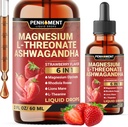 6in1 硫酸镁 L-硫酸甘油液滴 与 Ashwagandha, 甘油镁和 3 更多 - 大脑支持和免疫 - 2 Fl Oz 30天 - 草莓火焰