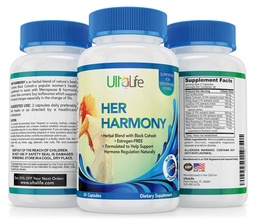 UltaLife Her Harmony Menopause Supplements for Women - Hot Flashes Menopause Relief & Hormone Balance for Women - Contains Black Cohosh, Dong Quai, Red Clover & More - Estrogen Free - 60 Capsules