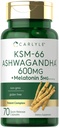 Carlyle KSM-66 Ashwagandha Capsules 600mg 70 mg 与梅拉托宁 5 mg QQ Potent Complex | Non-GMO,格卢滕自由