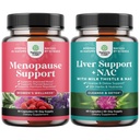 与东Quai Vitex Chaste Berry & Black Cohosh 和 Liver 支持 NAC 的热闪光灯补充剂包 - 带有Turmeric, Choline, Dandelion & L-Glutathione的牛奶硝酸盐 N乙酰Cysteine