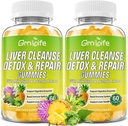 Liver Cleanse Detox & Referge Gummys with Milk Thetle 3000mg,24-in-1 Liver Health Supplies with Dandelion, Artichoke, 糖自由利弗 Detox Gummys, Pineapple Flavor - 120 Counter (英语).
