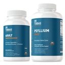 Tobias Dr. Adult Multivitamin & Psyllium Daily 支持有42种水果和维加表、Husk、Bentonite Clay、Flaxseed和天然原料的能源、豁免和健康碗运动