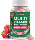 YumVs Kids Multivitamin with Iron & Minerals Chewwots – Grape & Berry Flavor Vitamins for Toddlers & Children Agent 2+ – 日用多维塔明用于免疫支持 – Kosher, Non-GMO – 120 Chewables