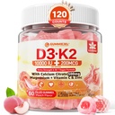 维生素D3 K2 填充Gummys 5000IU / 10,000 IU 加装500mg 钙 + K2(MK-7) 200mcg, 镁,维生素C 和锌, 超强 - 骨肌肉牙齿的绝活性, Vegan - Pack of 2