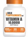 Bulk Asupports.com 维生素 A 1000 IU 软胶 - 作为Palmitate Retinyl,维生素 A 补充 - 为眼与免疫支持,Gluten Free,每服务1 Softgel,365 count (Pack of 1)
