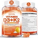 成人维生素D3 K2 Gummys - 维生素D3 5000IU + K2(MK-7)120mcg - 无糖D3和K2 配Omega-3,甲基B12,B9,B6,维生素E和锌 - 含钙吸收和免疫健康