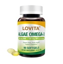 Lovita Algae Omega-3、Vegan和植物DHA & DAA、鱼油替代品、1000mg藻油、支持心脏和脑健康、无Carageen、90软胶
