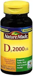 天然制维生素D3 2000 IU片100 ea(包2)