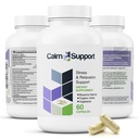Calm支持:压力和放松支持 - Ashwagandha, Passion Flower, Valerian Root, Ginger, GABA, Velvet Bean, Motherwort, Oat种子, Phyllanthus, L-Theanine, L-Tryptophan, Folate, C, B1, B6, B12, Zinc