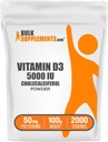 Bulk Assupports.com 维生素D3 粉末 - Choolecalciferol,5000 IU - 葡萄糖自由,每服50mg(125mcg 维生素D3),100g(3.5 oz)(一包)