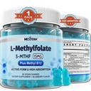 L-MethylFolate 15mg & Methyl B12 胶体,甲基化B1,B2,B6 多维塔明素 - 活性5-MTHF和高吸收 - 支持 MTHFR 基因,认知,Homocysteine levels, Folate代谢, Vegan, 60 Cts