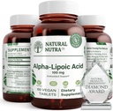 天然Nutra R-Alpha Lipoic酸、改善骨骼和心脏健康、增强记忆功能、改善神经功能有助于整体健康、Gluten Free 100 mg、60 Vegan和蔬菜片。