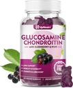 Glucosamine Chondroitin Gummys Free Sugar, 外加 1500mg Glucosamine 与 Chondroitin MSM & Turmeric, 男女联合健康联合支助补编(60 Counter (Pack of 1))