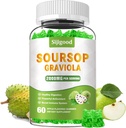 糖自由Soursop Graviola Gummys - 有机苏尔索普叶和水果提取 - 消化性援助,免疫支持和抗氧化剂属性 - 60 Apple Flawared Gummys