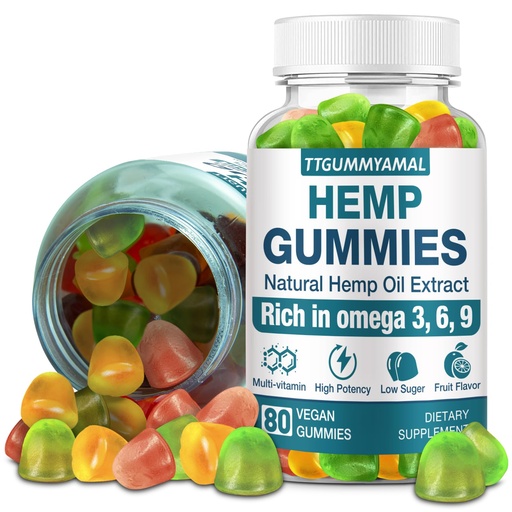 (1 Pack) Hemp Gummies for Pain Anxiety Sleep Stress - High Potency Extra Strength Hemp Oil Extract - Organic Vegan Edible Hemp Gummy for Adult