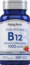 (原始内容存档于2019-09-21) (英语). Piping Rock Vitamin B12 亚语片 | 1000 mcg | 400 pills | Methycobalamin Supplement for Women and Men | Berry Flavor | Vegetarian, Non-GMO, Gluten Free