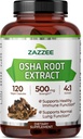 Zazzee OSHA 根 4:1 提取,500 mg 强度,120 Vegan Capsules, 4个月供应,集中化和标准化 4X 提取,100%蔬菜,Ligusticum porteri,全自然和非GMO