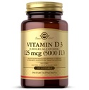 Solgar维生素D3(Cholecalciferol) 125 MCG(5000 IU),100 软胶 - 帮助维持健康骨骼和牙齿 - 免疫系统支持 - 非转基因生物,无胶质,乳制品 - 100 服务