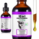 15 in 1 Dog 多维他命 Drops for Dogs - Dog Vitamins & 补充 天然狗 多维他命和矿物 - Glucosamine, MSM for Skin & Coat, Heart Health, Bones, Joint, Immune System Supports (英语).