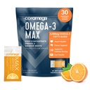 Coromega MAX 2400mg Omega-3 鱼油+维生素D 挤压包,野味,无鱼味 - 3X 优于软胶,支持大脑和心脏健康(30种服务,Citrus Burst)